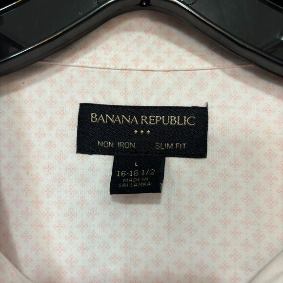 Banana Republic Mens White Pink Pattern Button Down Long Sleeve Shirt Sz Large - Picture 2 of 10